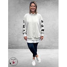 KAFFE CURVE Sweatshirt Statement Lichtgrijs 